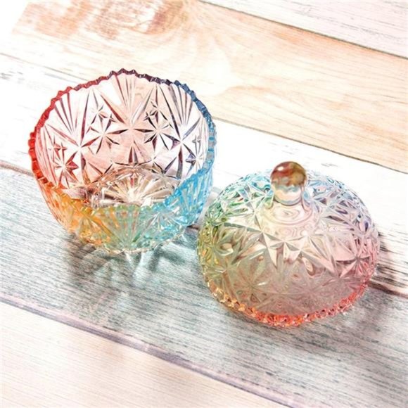 1Pc Colorful Glass Storage Jar, Candy Jar with Lid, Cookie Jar, Jewelry Box - Picture 4 of 8